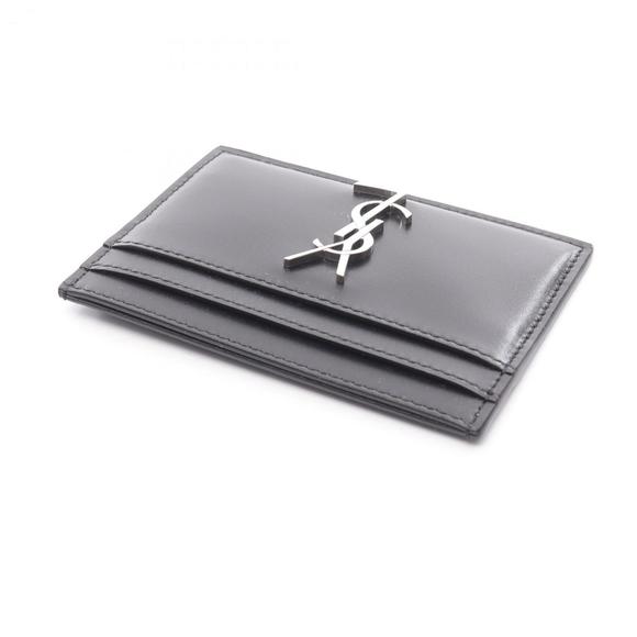 SAINT LAURENT Black Leather Card Holder - Picture 3 of 4